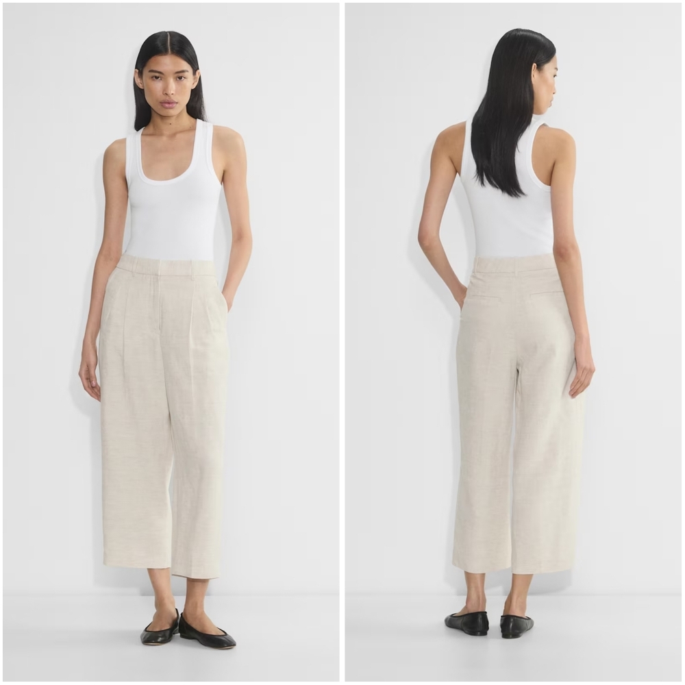 Aritzia Wilfred Cropped Effortless Pant Ecru 8 New